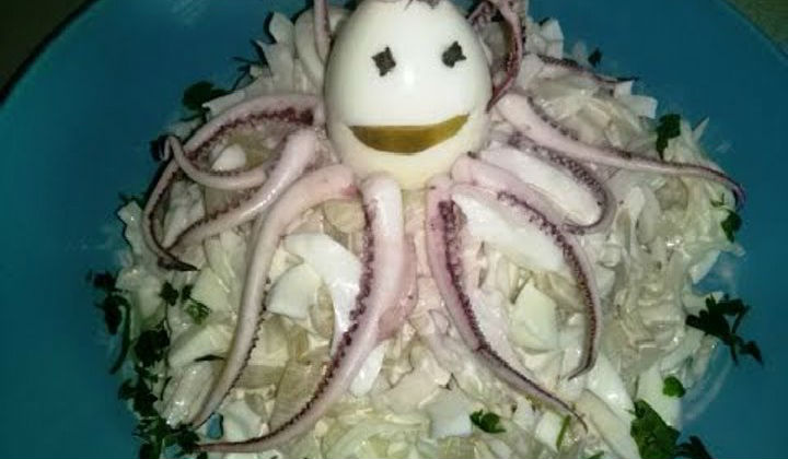 Салаты с кальмарами